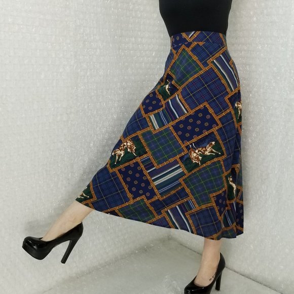 VTG 90s Koret City Blues Petites hound midi skirt